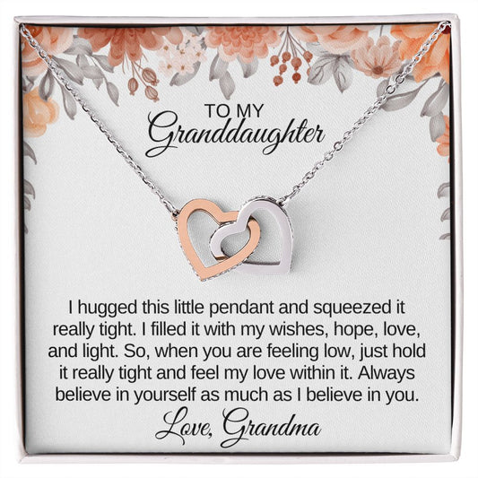 To Granddaughter | From Grandma |Interlocking Hearts Necklace