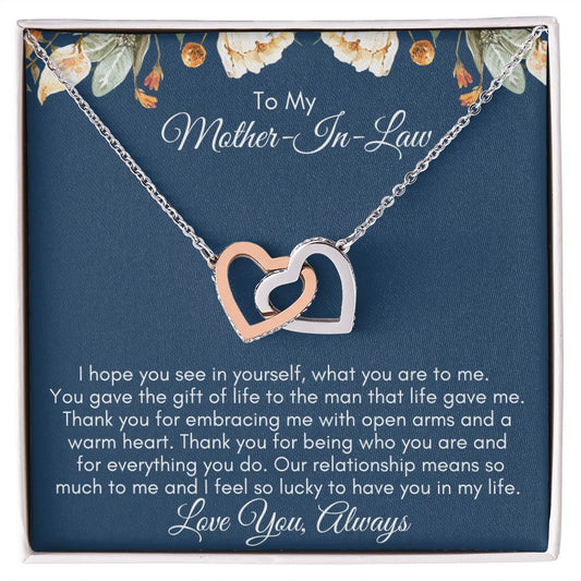 To Mother-In-Law |From Daughter |Interlocking Hearts Necklace