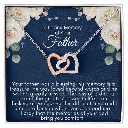 In Memory of Father |Interlocking Hearts Necklace